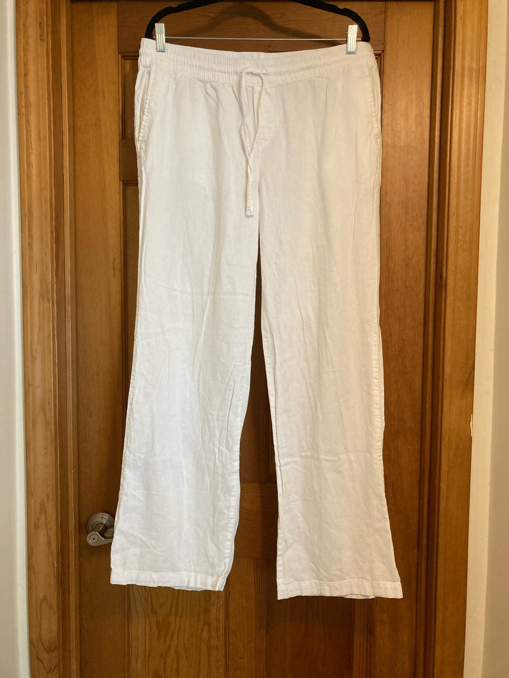 Old Navy White Drawstring Relaxed Linen Pants, L